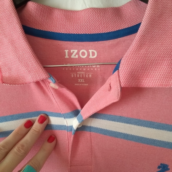 Men's Izod pink and blue polo - Picture 2 of 11